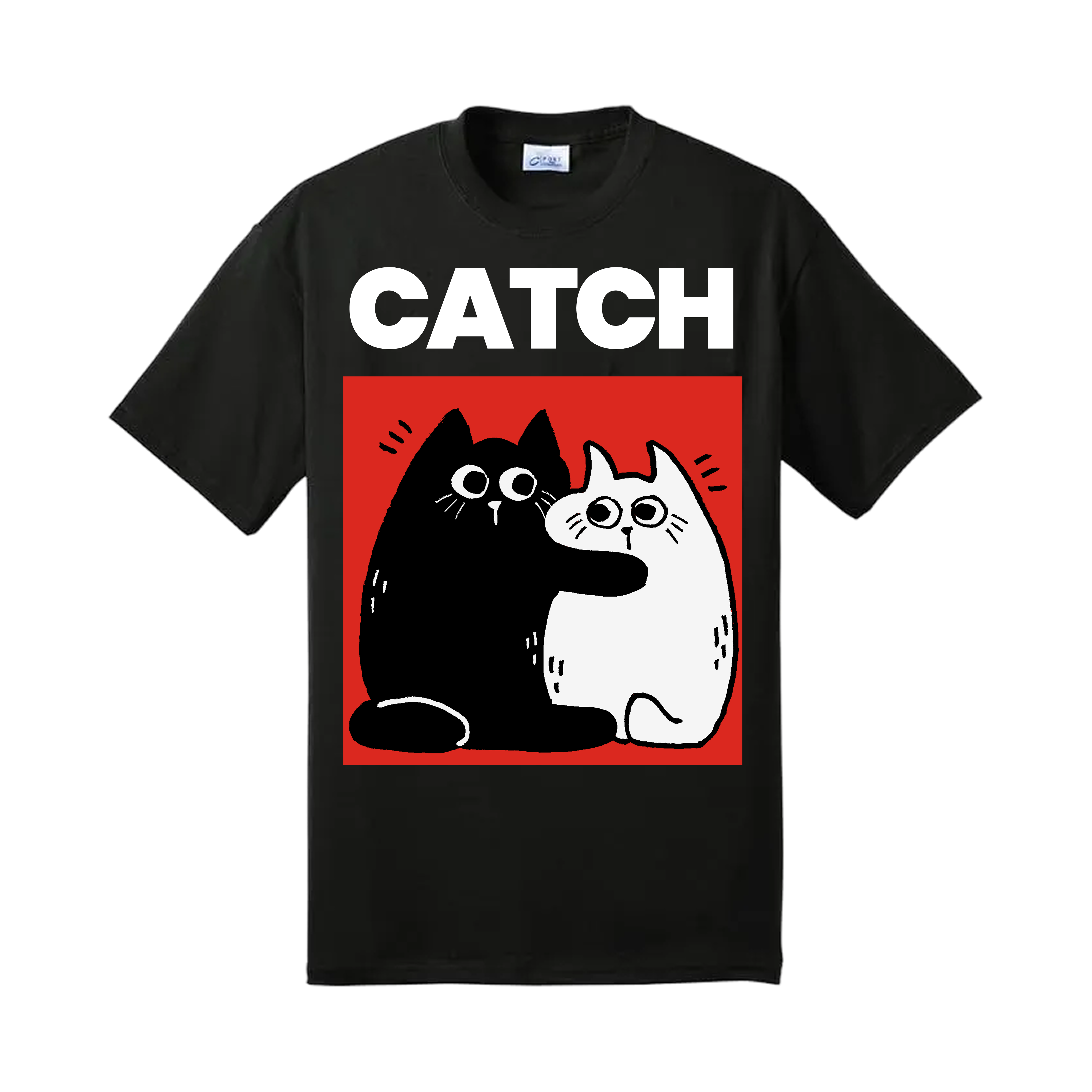 Black Tee - Hugging Cats
